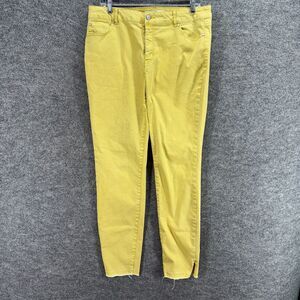 Cato Jeans Women 12 Yellow Denim Light Wash Skinny Mid Rise Pockets Casual